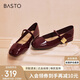 百思圖【喬欣同款】莫奈花園法式瑪麗珍M3173AQ5紅色 36