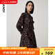 藍(lán)地（LANDI）鏈條印花連衣裙女秋季新款長袖收腰碎花a字短裙 花色 M