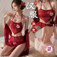 回傾情趣內衣古風(fēng)性感睡裙夫妻刺激誘惑肚兜性感制服露背漢服旗袍睡衣 棗紅色【肚兜+短裙+披肩】 均碼【建議80-130斤】