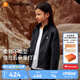moodytiger女童外套柔軟舒適春秋裝兒童立領(lǐng)純色簡(jiǎn)約短款寬松運(yùn)動(dòng)空氣層外套 炭黑色 170