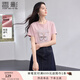 香影蝴蝶印花t恤女短袖2025夏季新款超好看亮鉆圓領(lǐng)粉色減齡上衣 粉色 L 165/88A/110-125斤