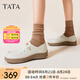 他她（TATA）QQ軟糖英倫單鞋女真皮厚底牛津鞋小皮鞋豆豆鞋新7A421CM4 7A421CM4米白（踩跟款-寬版） 38