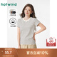 熱風(fēng)短袖t恤女25年春季新款基礎(chǔ)純色圓領(lǐng)短袖正肩打底衫T恤上衣內(nèi)搭女 40黑白條紋 XL
