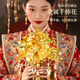 駱易家金色手捧花新款中式結婚新娘秀禾服權杖送閨蜜新婚禮物團扇喜扇子 手捧花--金玉滿(mǎn)堂 【成品+亞克力禮盒+禮袋】 無(wú)規格