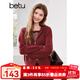 百圖betu女裝2025春季新款毛針織衫假兩件連帽雙開(kāi)拉鏈針織衫2501X04 紅色 M
