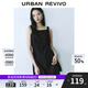 UR2025夏季新款女裝摩登氣質(zhì)通勤短款方領(lǐng)A字連衣裙UYY750075 黑色 S