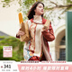 兩三事披肩斗篷外套女秋冬連帽長(cháng)款藍色毛衣開(kāi)衫外搭大衣梵高信使 磚紅色 F