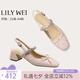Lily Wei簡(jiǎn)約時(shí)尚高級(jí)感包頭涼鞋舒適粗跟氣質(zhì)女鞋大碼 櫻花粉 36