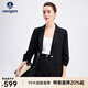 Navigare意大利小帆船七分袖西服女25春秋季新款時(shí)尚通勤西裝修身干練單西 暗夜黑 M