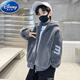 迪士尼（Disney）男童外套秋冬款加絨加厚兒童衣服9-15歲男孩冬裝保暖連帽學生上衣 灰色 120 建議年齡5-7歲 身高110-120體重40-50斤