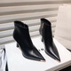 藍晨語(yǔ)依歐美新款小眾氣質(zhì)金屬尖頭高跟短靴女性感細跟裸靴百搭時(shí)裝靴 黑色7厘米 37 (235mm)