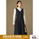 獨束大碼女裝假兩件撞色拼接連衣裙2024冬季新品通勤時尚百搭裙子 復(fù)古藍格紋 3XL (尺碼：5)
