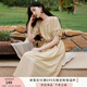 香影藍(lán)色法式圓領(lǐng)天絲連衣裙女2025夏季新款泡泡袖抽褶超好看裙子 透明黃 S 155/80A/85-95斤