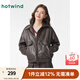 熱風(fēng)（Hotwind）2025年春季新款女士仿皮外套復古機車(chē)風(fēng)外套美拉德pu皮夾克 02棕色 L