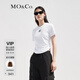 MO&Co.【涼感】個(gè)性膠章短袖圓領(lǐng)抽褶短款截短T恤上衣上裝摩安珂 漂白色 M 165