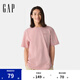 Gap男女裝2025春季新款純棉純色膠印logo短袖T恤簡約百搭上衣725619 粉色 M (170/92A)亞洲尺碼