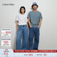 Calvin Klein Jeans夏季男女情侶中性印花休閑通勤ck純棉寬松短袖T恤J325574 PN6-霧霾藍(lán) L