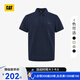 CAT卡特POLO衫男士經(jīng)典華夫格美式短袖翻領(lǐng)T恤25春夏新品通勤上裝 藏青色 XL