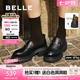 百麗（Belle）七夕禮物復(fù)古抓皺鎏金樂福鞋女商場款牛皮粗跟jk鞋E1Y1DCA5預(yù)售 黑色 37