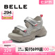百麗（Belle）銀色老爹運(yùn)動涼拖鞋女商場款厚底涼鞋B6M1DBL4 銀色 37 (235mm)