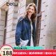 百圖betu女裝2025春季新款短外套時(shí)尚翻領(lǐng)收腰顯瘦牛仔外套女2501T43 牛仔色 M