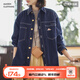 馬登美式復(fù)古翻領(lǐng)丹寧牛仔襯衣夾克寬松長(zhǎng)袖襯衫外套上衣女士秋季 牛仔藍(lán) XL 馬登工裝