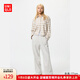 優(yōu)衣庫女裝法蘭絨舒適長(cháng)褲/全棉柔軟寬松直筒休閑褲478849 02 淺灰色 XS /150/60A