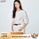 LILY夏新款女裝優(yōu)雅浪漫蕾絲寬松垂墜感泡泡袖七分袖白襯衫女 601白色 M