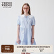 Teenie Weenie小熊女裝白色連衣裙2025夏季新款俏皮甜美少女感花邊裙子 淺藍(lán)色 S