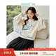 茵曼（INMAN）復(fù)古搖粒絨衛(wèi)衣2024春季女裝新款原創(chuàng)花卉貼布繡長袖寬松上衣 淺杏色 M