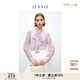 JESSIE 優(yōu)雅飄帶領(lǐng)純色修身長(cháng)袖襯衫上衣女秋 紫色 M