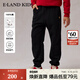 E·LAND KIDS【100%棉】衣戀男童衛褲25年春季新品刺繡加絨束腳休閑褲Black黑色/19170