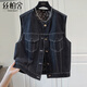 絲柏舍牛仔馬甲外穿女2026春春新款小個(gè)子韓版寬松休閑個(gè)性背心坎肩潮流 深藏藍 均碼