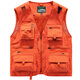 北狼盾男裝馬甲多口袋記者攝影背心釣魚(yú)薄款休閑馬夾8188 橙色 薄款 XL (適合140斤-155斤)