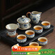 不拙茶具整套功夫茶具套裝家庭用客廳高檔青花瓷汝窯蓋碗9入泡茶套裝