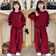 女童衛衣春秋款套裝2025新款女孩大童運動(dòng)秋裝兒童洋氣秋季兩件套 安哥拉紅套裝 160