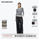 ANN ANDELMAN【明星同款】2025秋新款雙領(lǐng)修身打底衫女長(cháng)袖T恤七夕禮物情人節 灰白色 S
