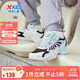 特步（XTEP）兒童童鞋女童科技旋鈕扣蝴蝶幫面休閑鞋 黑/新白色/泡沫藍2 33碼