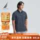 諾帝卡（NAUTICA）【商場(chǎng)同款】男裝25春夏新款棉氨珠地條紋短袖POLO衫男KO5207 藏青4NV 2XL