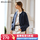 Olrain歐芮兒美式短外套女裝秋季休閑百搭軟糯開(kāi)衫上衣 藏青色 L