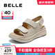 百麗（Belle）簡(jiǎn)約休閑勃肯鞋女商場(chǎng)同款厚底舒適涼鞋D9J2DBL5 米色 37 (235mm)