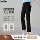 MsShe【面膜微喇牛仔褲】大碼女裝2025秋夏季胖mm顯瘦直筒七分褲子 牛仔黑色現(xiàn)貨 2XL