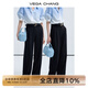 VEGA CHANG休閑褲女2025年秋季新款通勤直筒寬松垂感黑色西裝褲子 簡(jiǎn)約黑 M