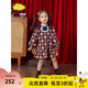moimoln小云朵童裝冬季新款女童連衣裙女寶寶裙子?jì)雰貉髿夤魅?藏青色 100cm