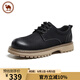 駱駝牌男鞋休閑牛皮英倫風(fēng)工裝鞋耐磨低幫馬丁靴 P15A201022 黑色 42