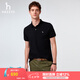 哈吉斯（HAZZYS）男裝 夏季男上衣百搭日常通勤短袖polo衫男ASTZE0CBF11 黑色BK XL （180/100A 50）（尺碼偏?。? title=