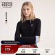 Teenie Weenie小熊女裝T恤2025秋季新款簡(jiǎn)約線(xiàn)條撞色拼接長(cháng)袖上衣 黑色 M