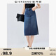 佐丹奴裙子女純棉磨白側開(kāi)叉牛仔裙顯瘦中腰牛仔半身裙女13465210