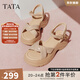 他她（TATA）涼鞋女鞋2025秋季新款休閑厚底法式氣質(zhì)時(shí)裝涼鞋女 杏色 36