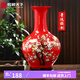 收藏天下景德鎮(zhèn)陶瓷器新中式紅色花瓶辦公室客廳酒柜玄關(guān)博古架擺件賞瓶 中國紅時時報喜單瓶+底座39cm